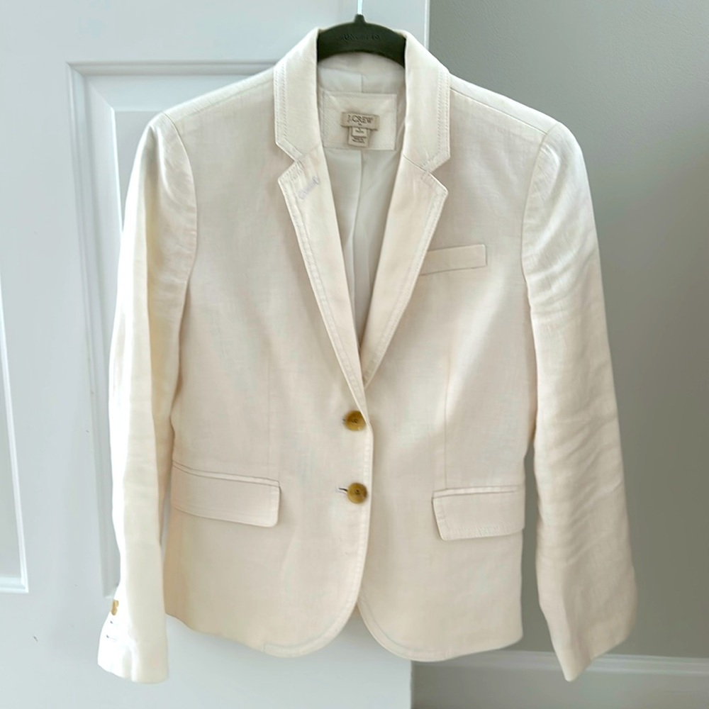 EUC, JCrew Linen blazer, 0P, off white